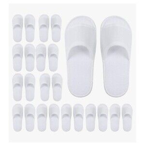 12 Pairs Open Toe Spa Slippers White Spa Hotel Guest Slippers